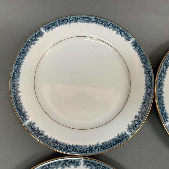 Noritake Legendary Edgerow Salad Plates Blue White Gold Trim 4078 Lot of 4 - Picture 5 of 9